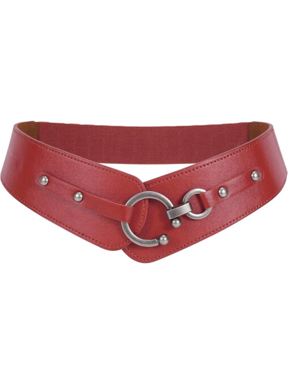 Vintage Wide Elastic Thick Stretch Belt with Interlock Buckle for Dresses